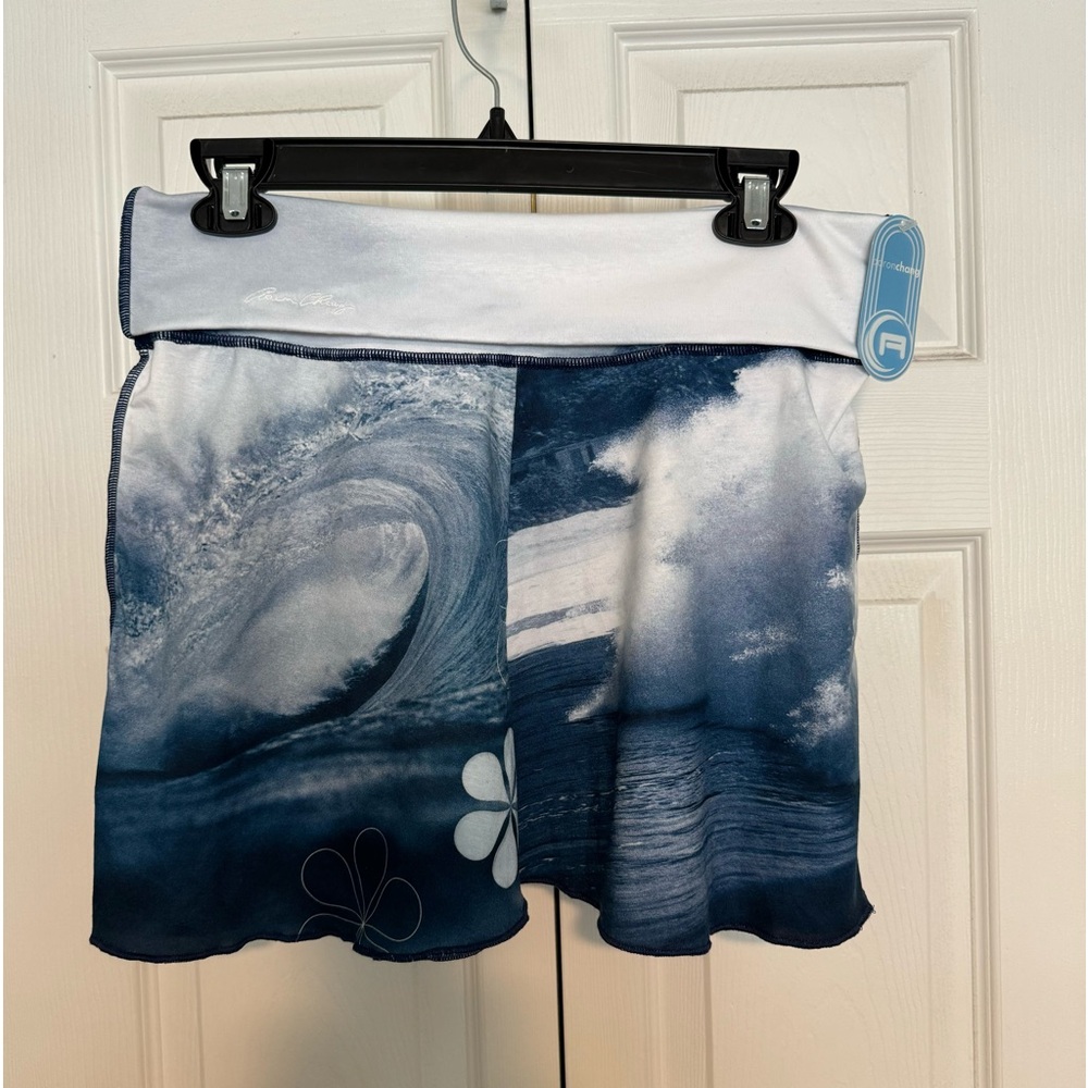 AARON CHANG Waves Design Beach Mini Skirt SZ M